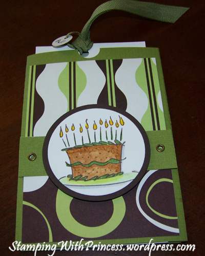 Homemade Feminine Birthday Card. Here is a close-up of the stamped girl card 