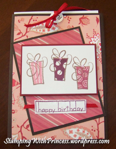 feminine birthday card in reds and brown