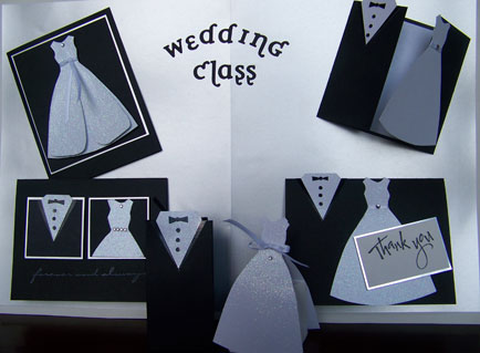 Display board of homemade wedding cards