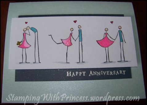 stick figure happy anniversary card in rectangular shape